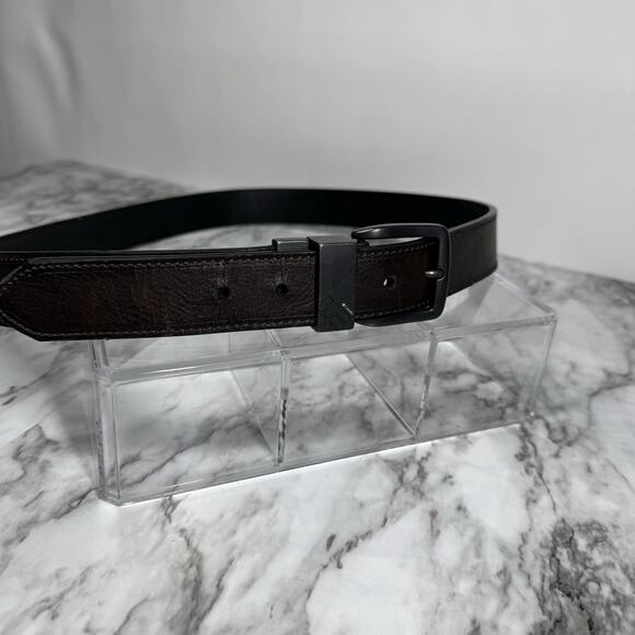 Columbia Black Brown Belt Mens Size 40 Dark Tone Metal Hardware - Picture 9 of 14